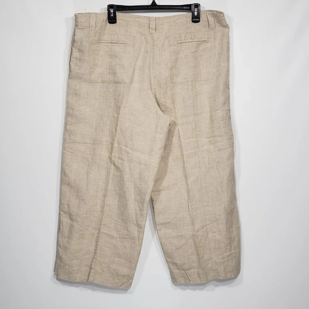 NWT Talbots Beige Irish Linen Cropped Pants Women's size 18